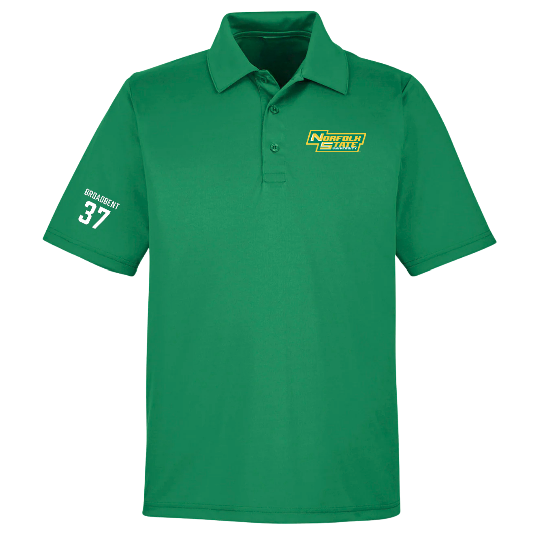 Norfolk State University Football Green Polo - #37 Kaleb Broadbent