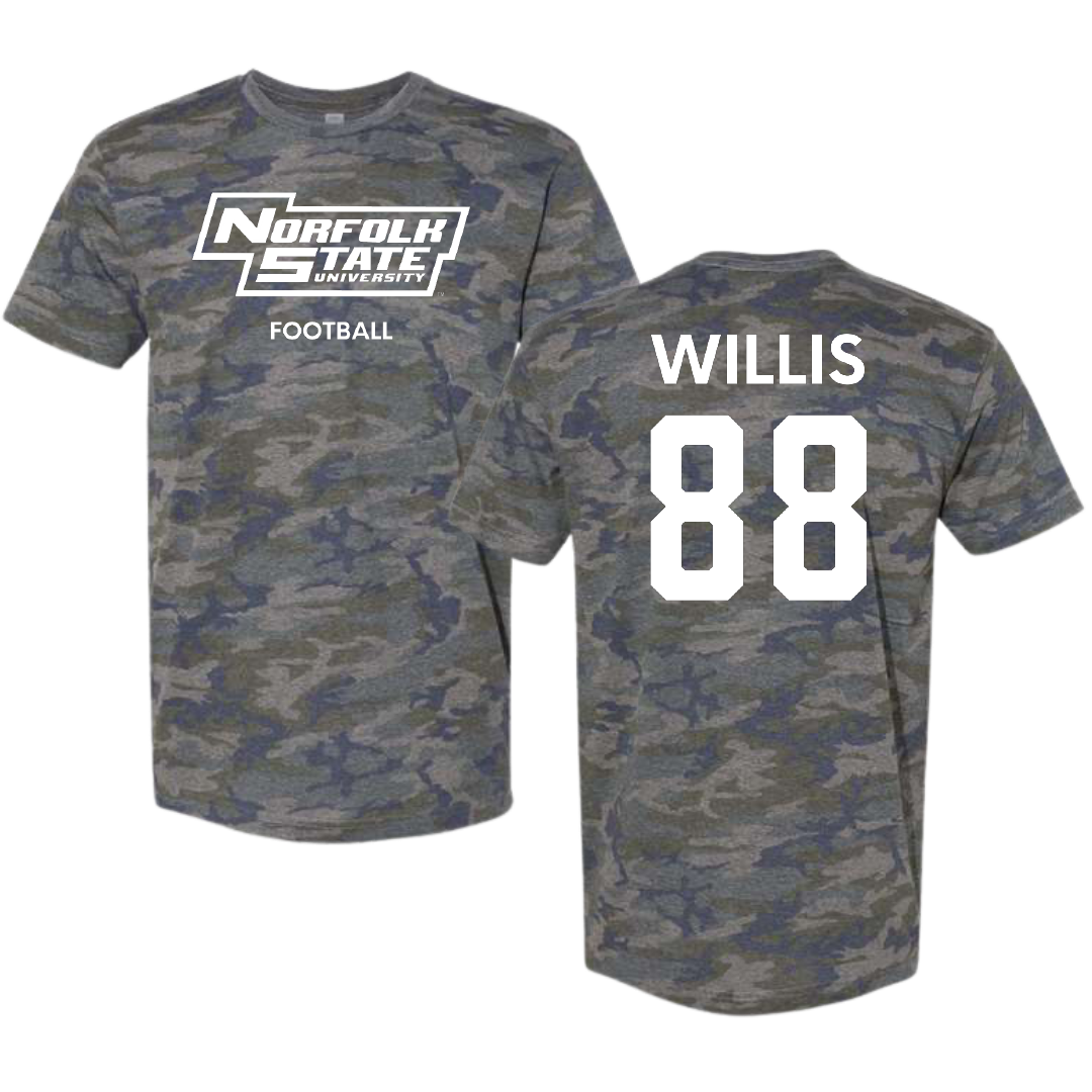 Norfolk State University Football Vintage Camo Tee - #88 Toby Willis