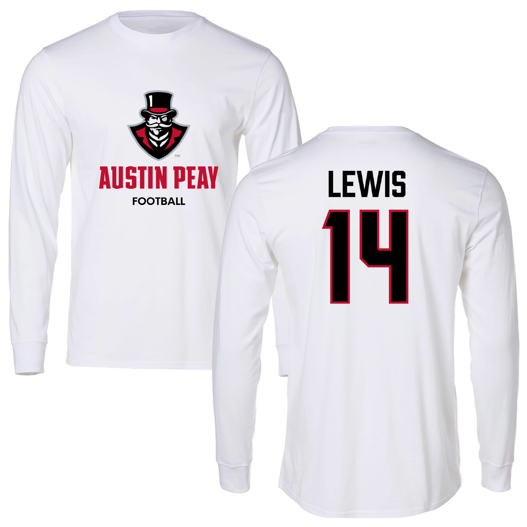 Austin Peay State University Football White Long Sleeve - #14 Christian Lewis