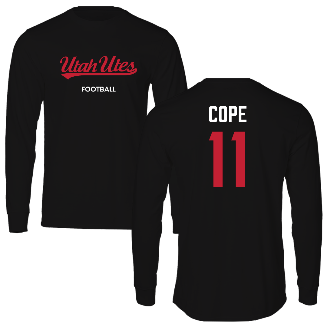 University of Utah Football Black Utes Performance Long Sleeve - #11 Makai Cope