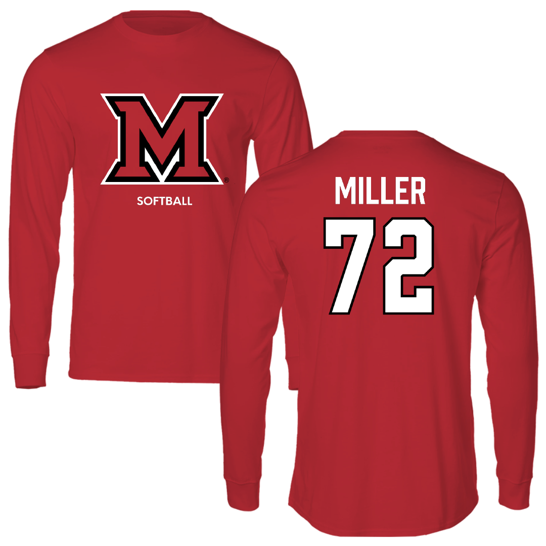 Miami University (Ohio) Softball Red Long Sleeve - #72 Lindsey Miller