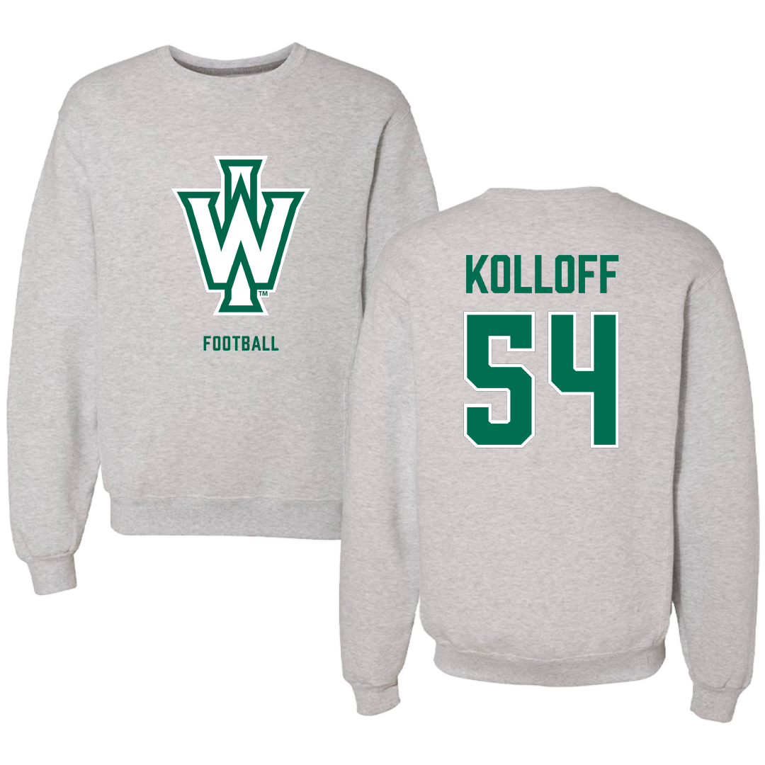 Illinois Wesleyan University Football Gray Crewneck - #54 Ethan Kolloff