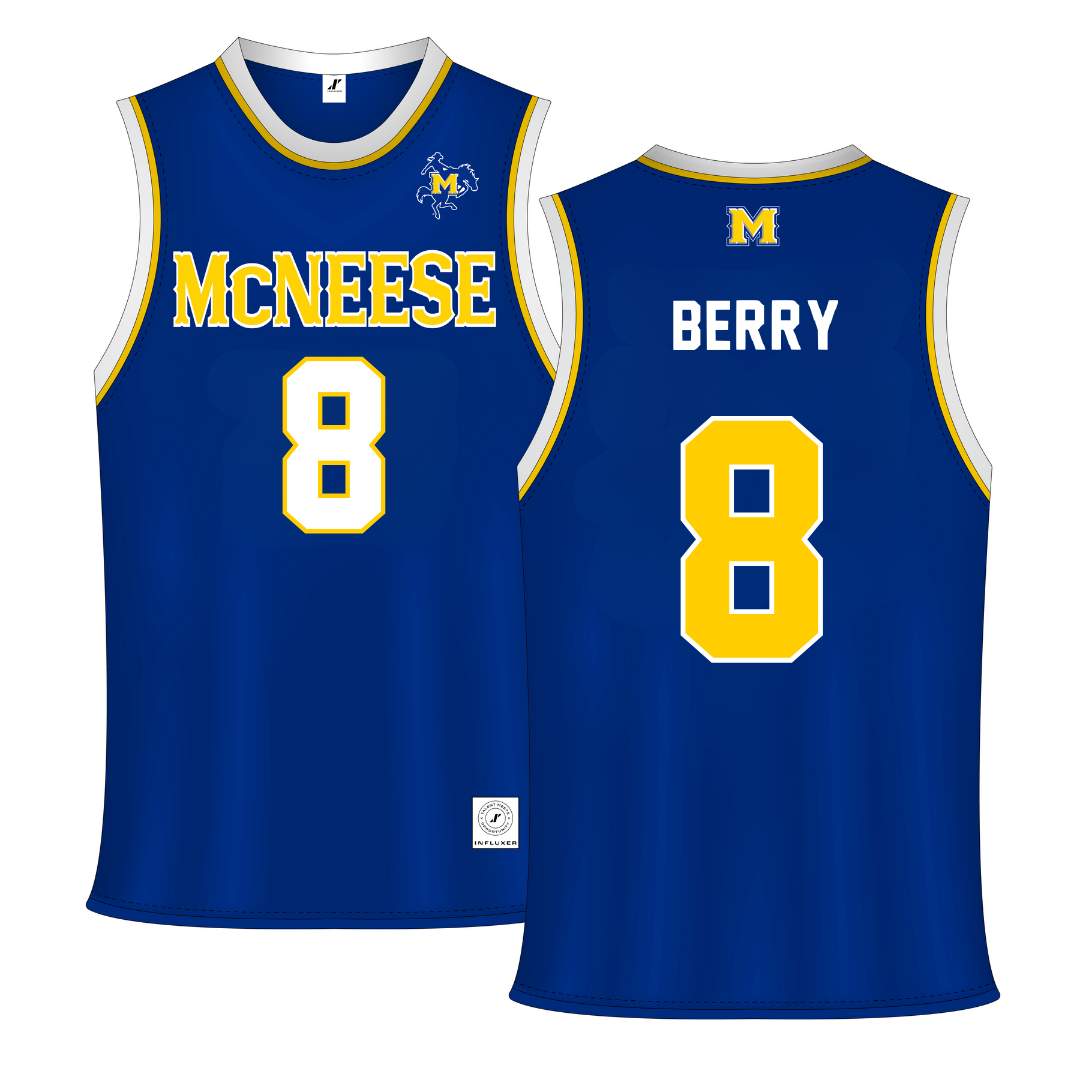 McNeese State University Blue Basketball Jersey - #8 Avari Berry
