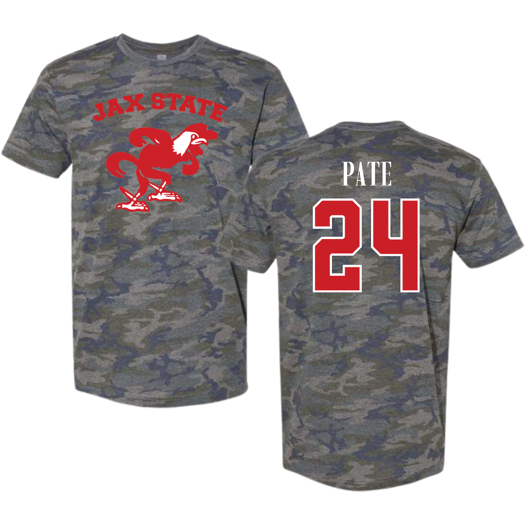 Jacksonville State University Softball Vintage Camo Tee - #24 Ella Pate