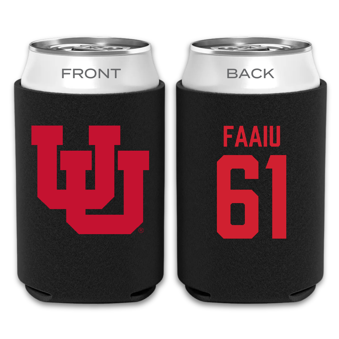 University of Utah Football Black Can Cooler - #61 Kolinu'u Faaiu