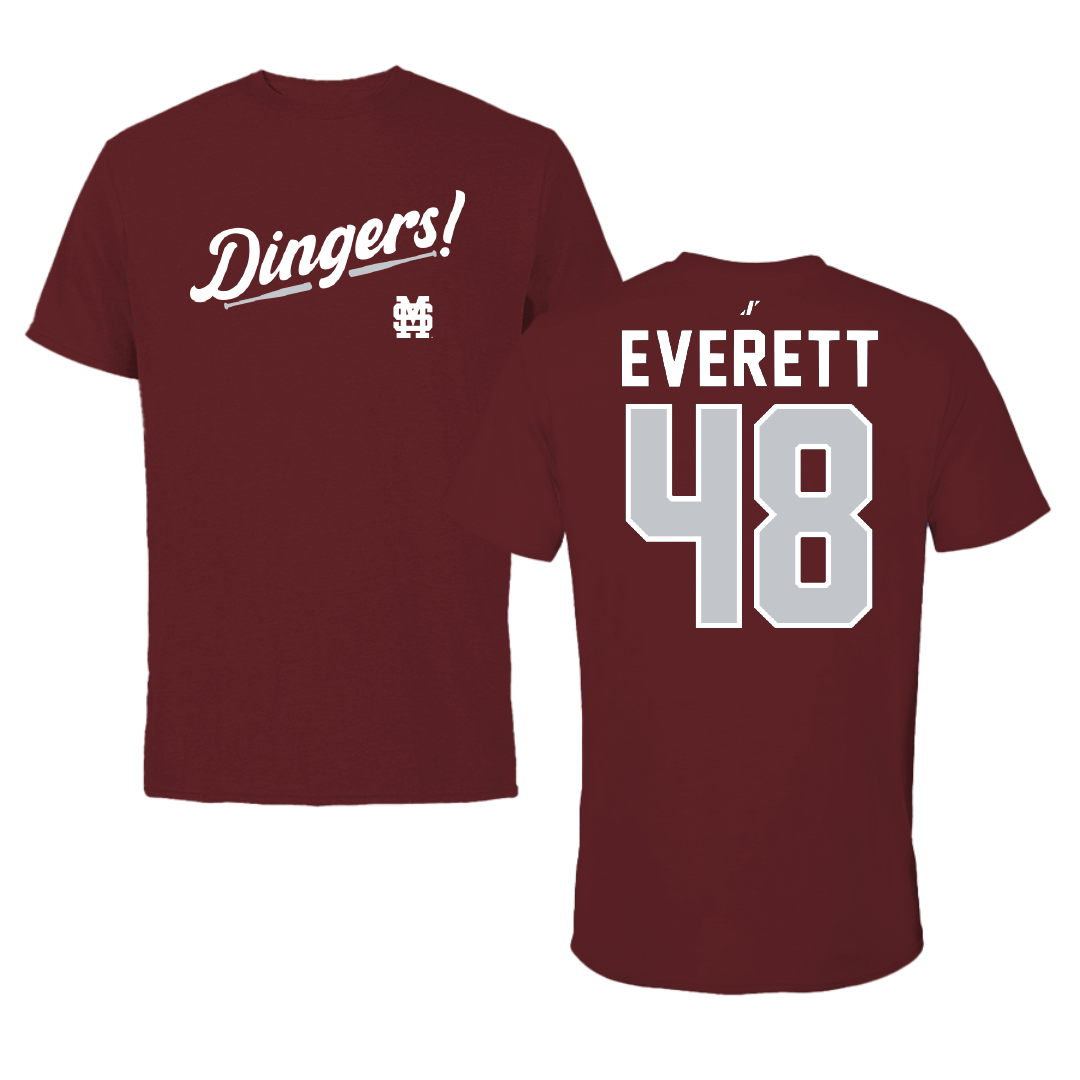Mississippi State University Softball Maroon Dingers Performance Tee - #48 Delainey Everett