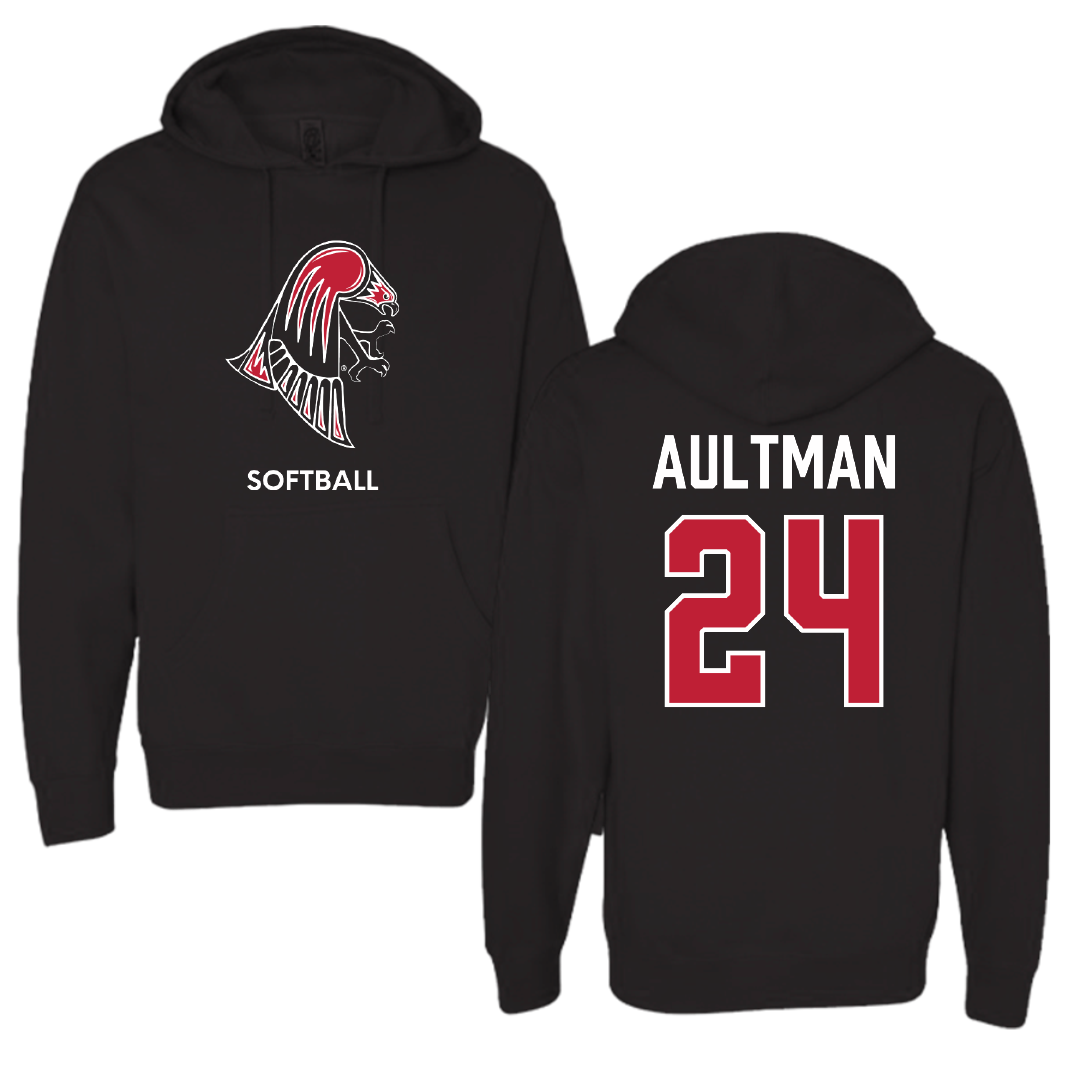 University of Wisconsin-River Falls Softball Black Hoodie - #24 Kelly Aultman
