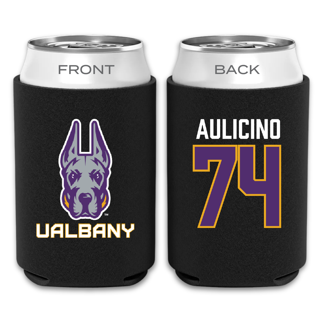 University at Albany Football Black Can Cooler - #74 Matt Aulicino