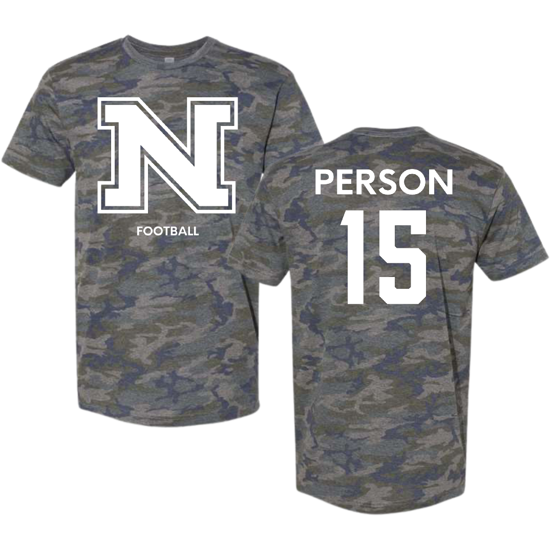 Northern Michigan University Football Vintage Camo Tee - #15 Zach Person