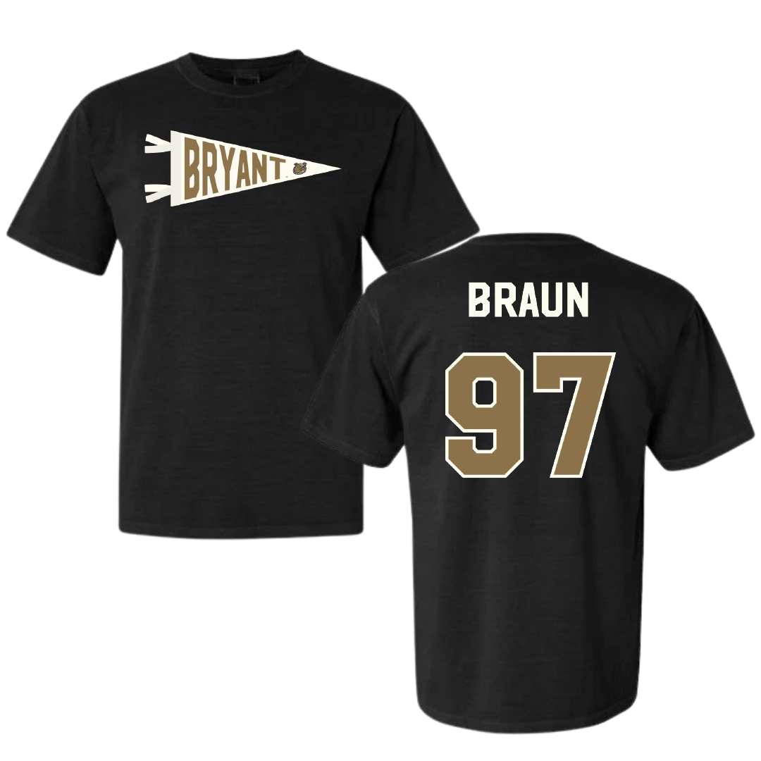 Bryant University Lacrosse Black Pennant Comfort Colors Tee - #97 Cole Braun