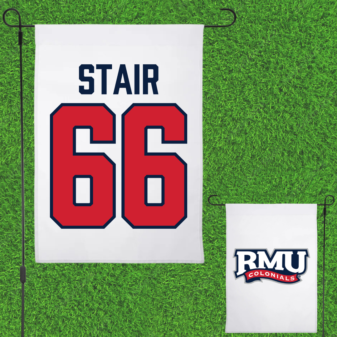 Robert Morris University Football White Garden Flag - #66 Aidan Stair