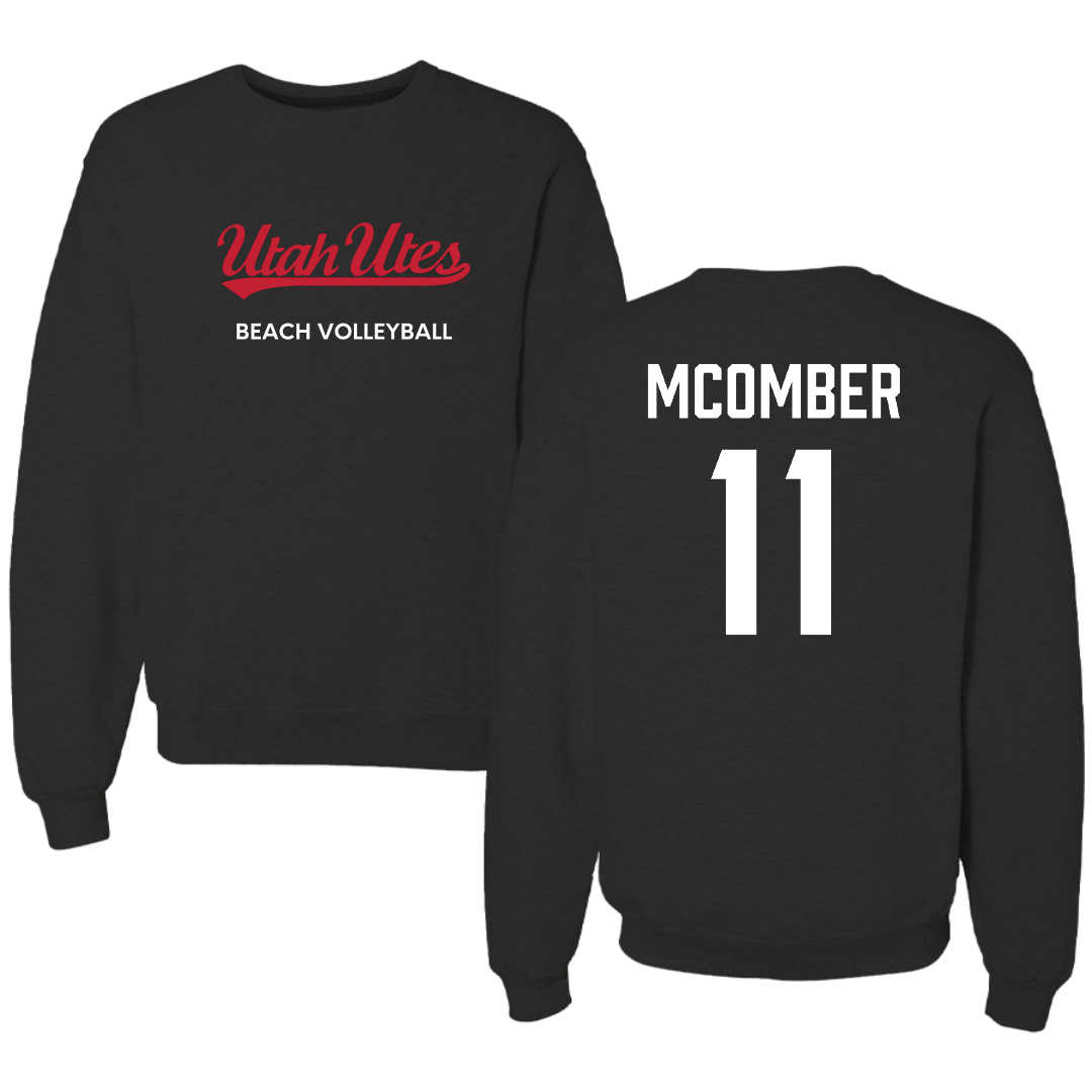 University of Utah Beach Volleyball Black Crewneck - #11 Azure McOmber