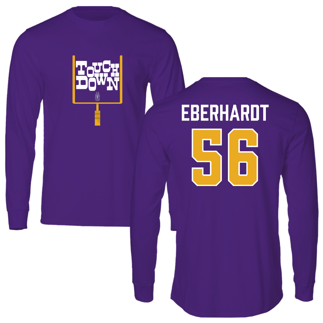 University at Albany Football Purple Touchdown Long Sleeve - #56 Neco Eberhardt