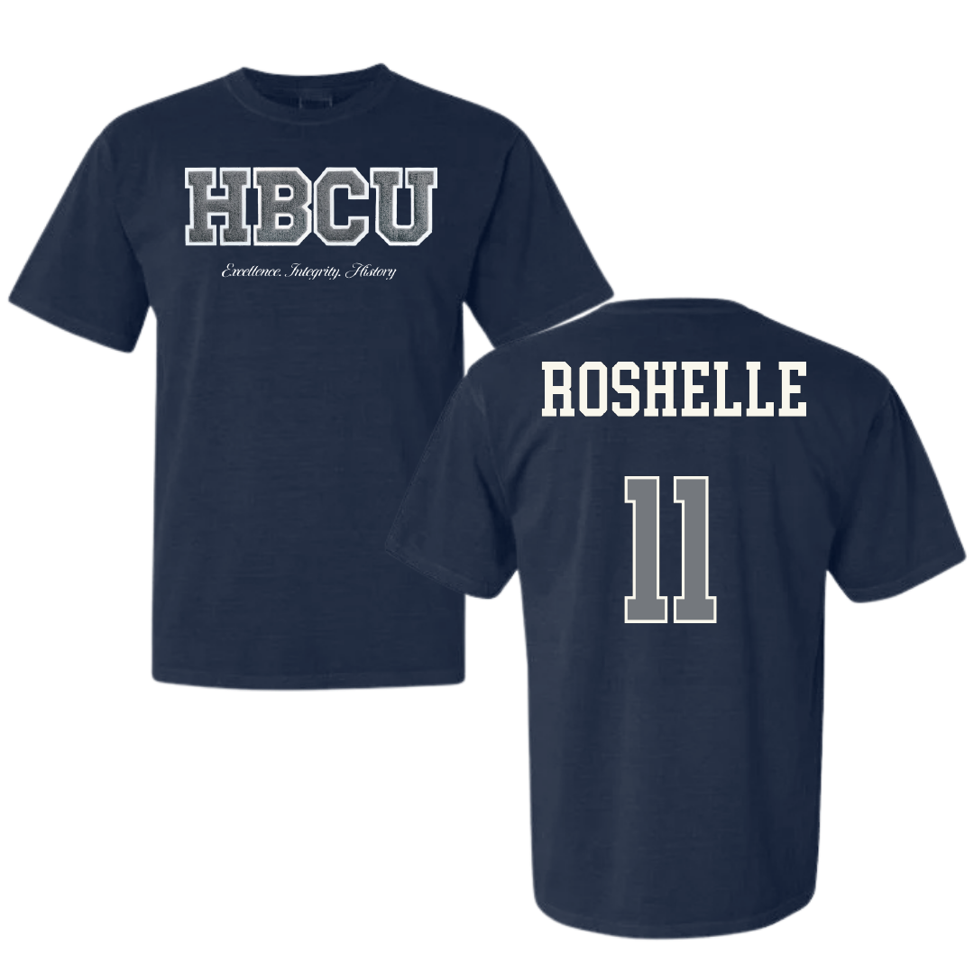 Jackson State University Basketball (W) Navy HBCU Varsity Comfort Colors Tee - #11 Madison Roshelle