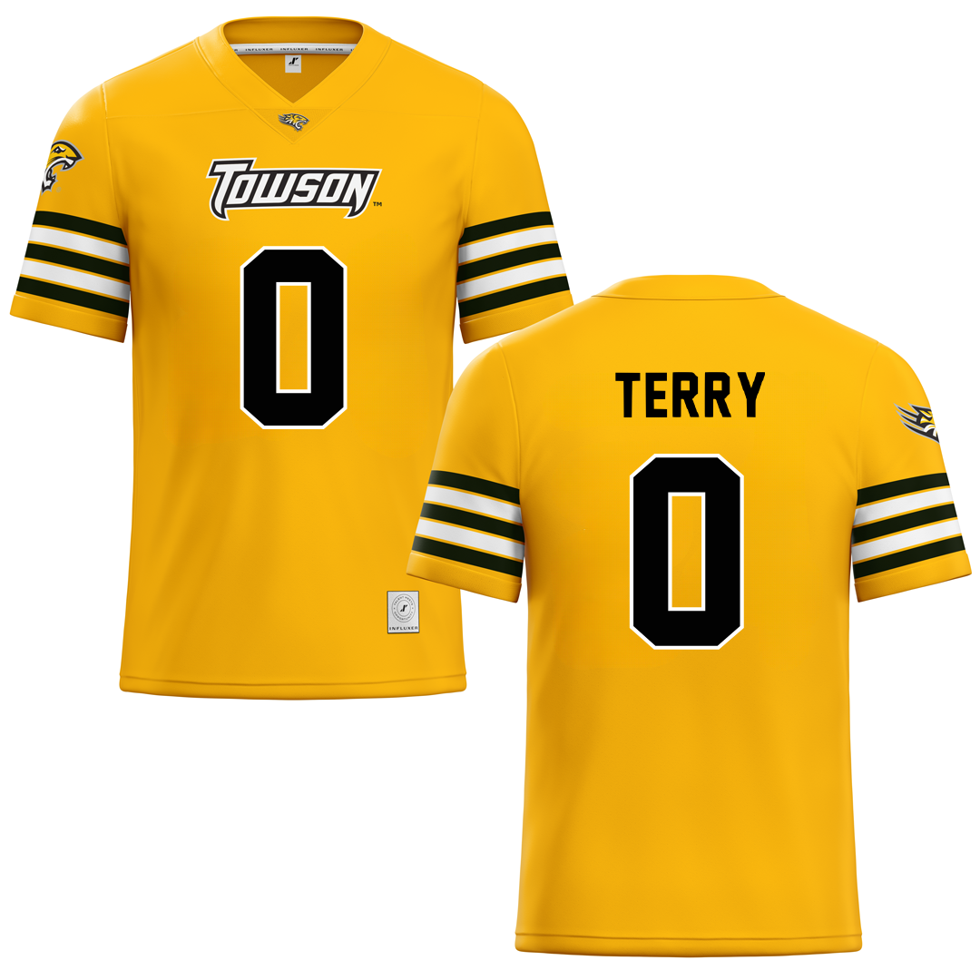Towson University Gold Football Jersey - #0 Xavier Terry
