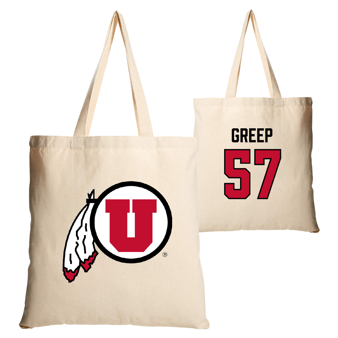 University of Utah Football Tan Canvas Tote Bag - #57 JT Greep