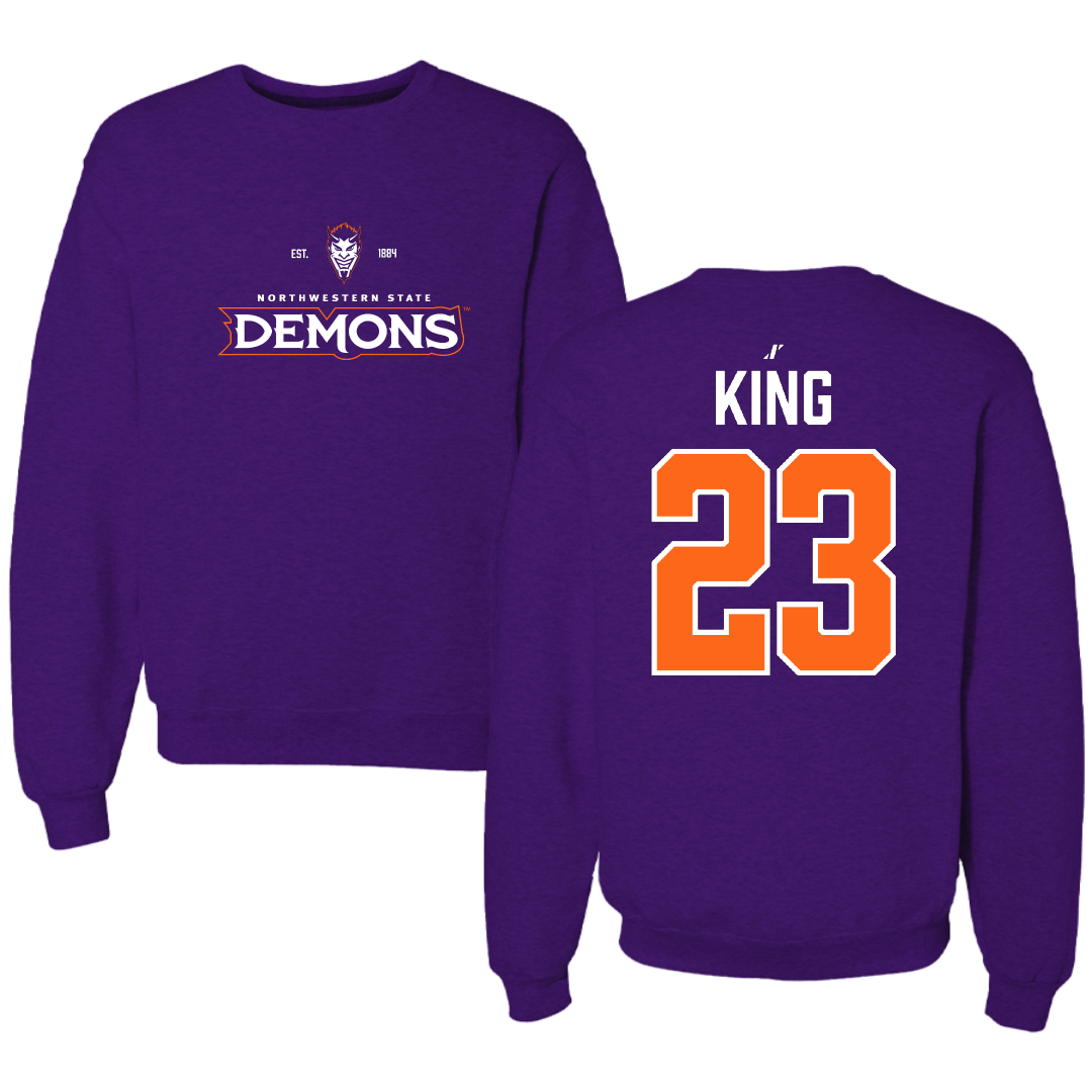 Northwestern State University Football Purple General Crewneck - #23 Jackson King