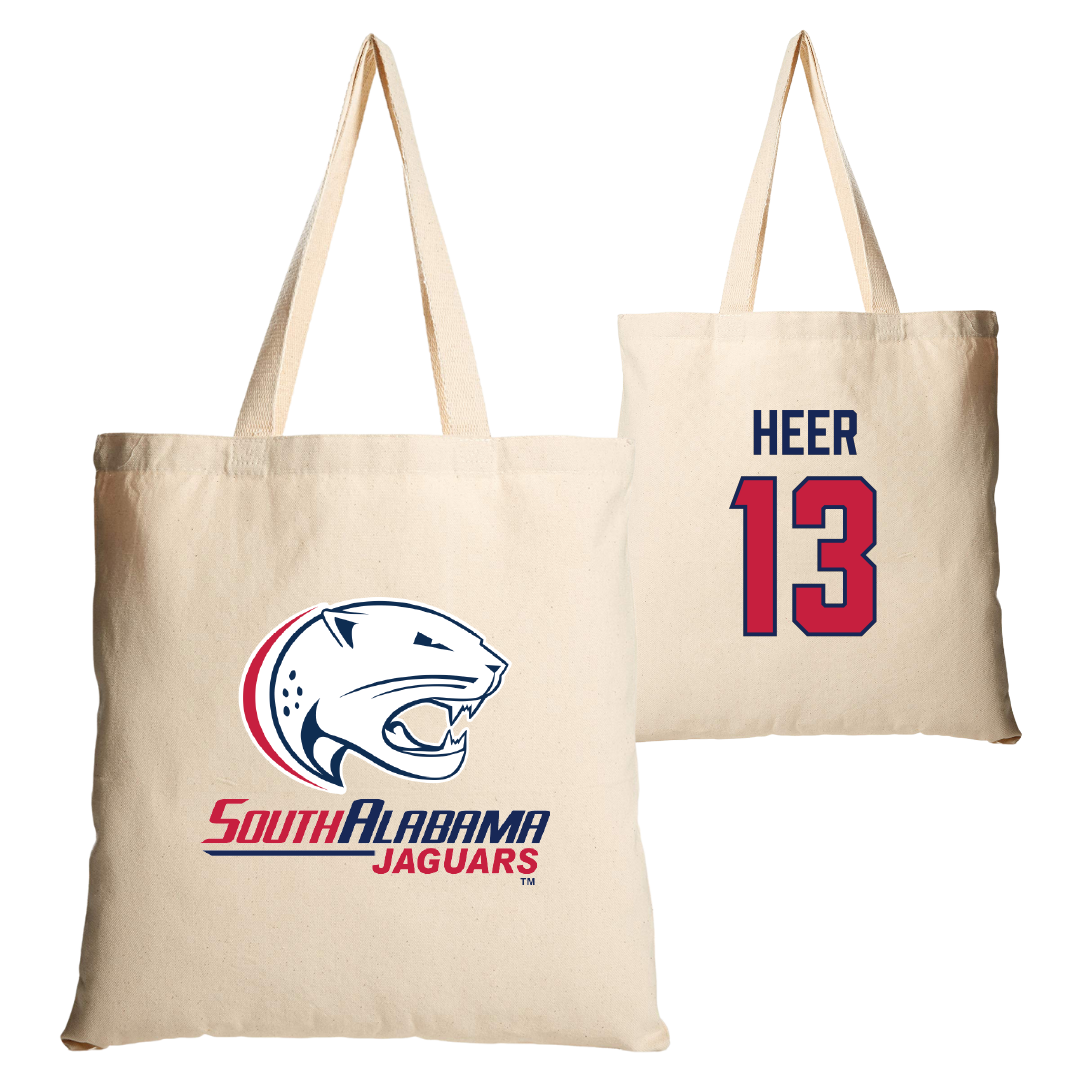 University of South Alabama Baseball Tan Canvas Tote Bag - #13 Mitchell Heer