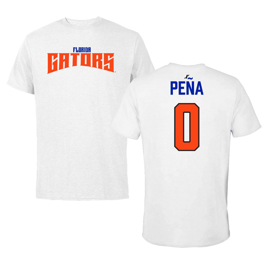 University of Florida Soccer (W) White Classic Performance Tee - #0 Paloma Peña