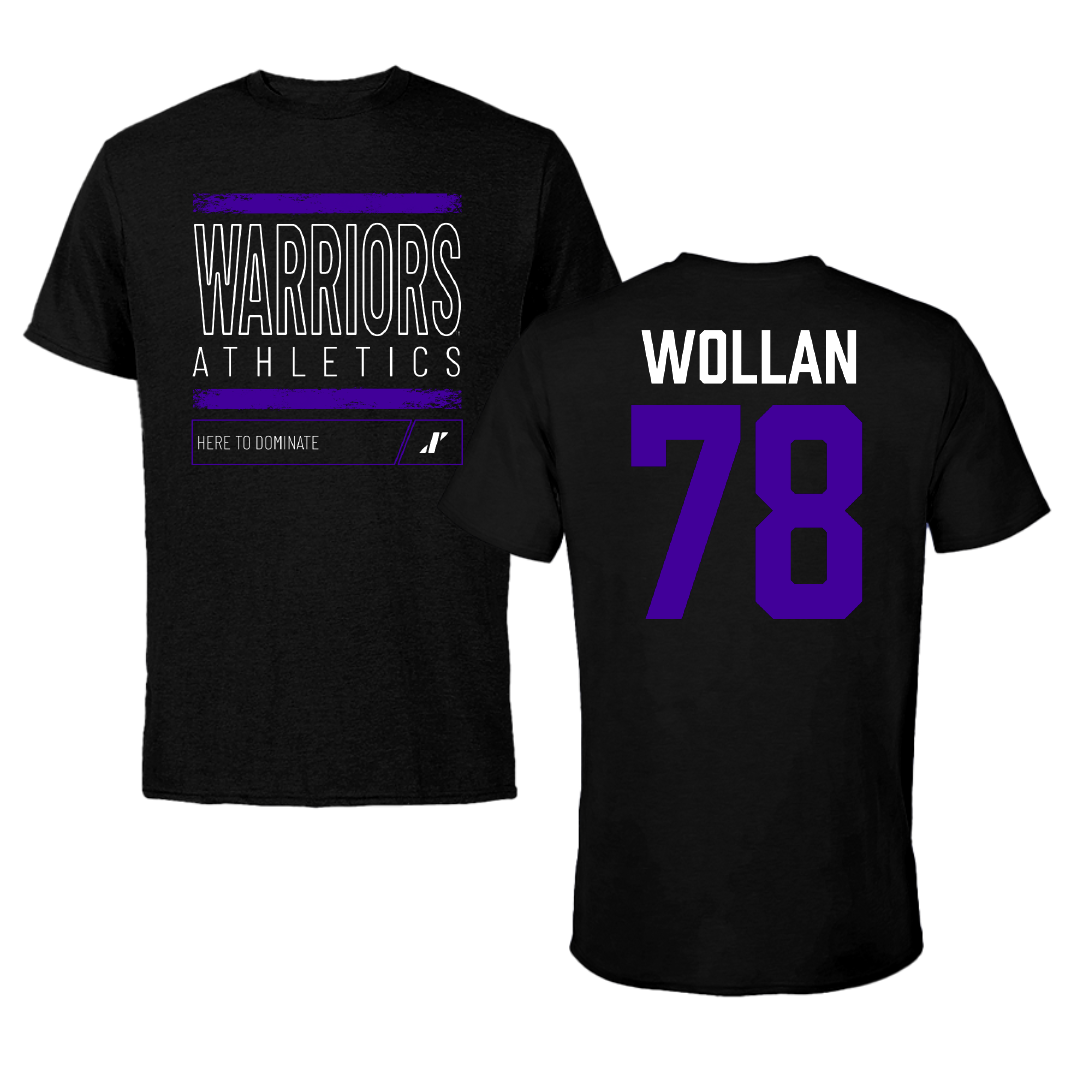 Winona State University Football Black Dominate Tee - #78 Garit Wollan