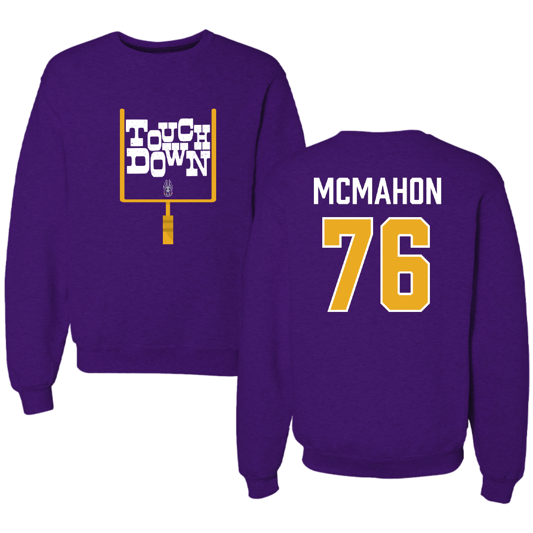 University at Albany Football Purple Touchdown Crewneck - #76 Joey McMahon
