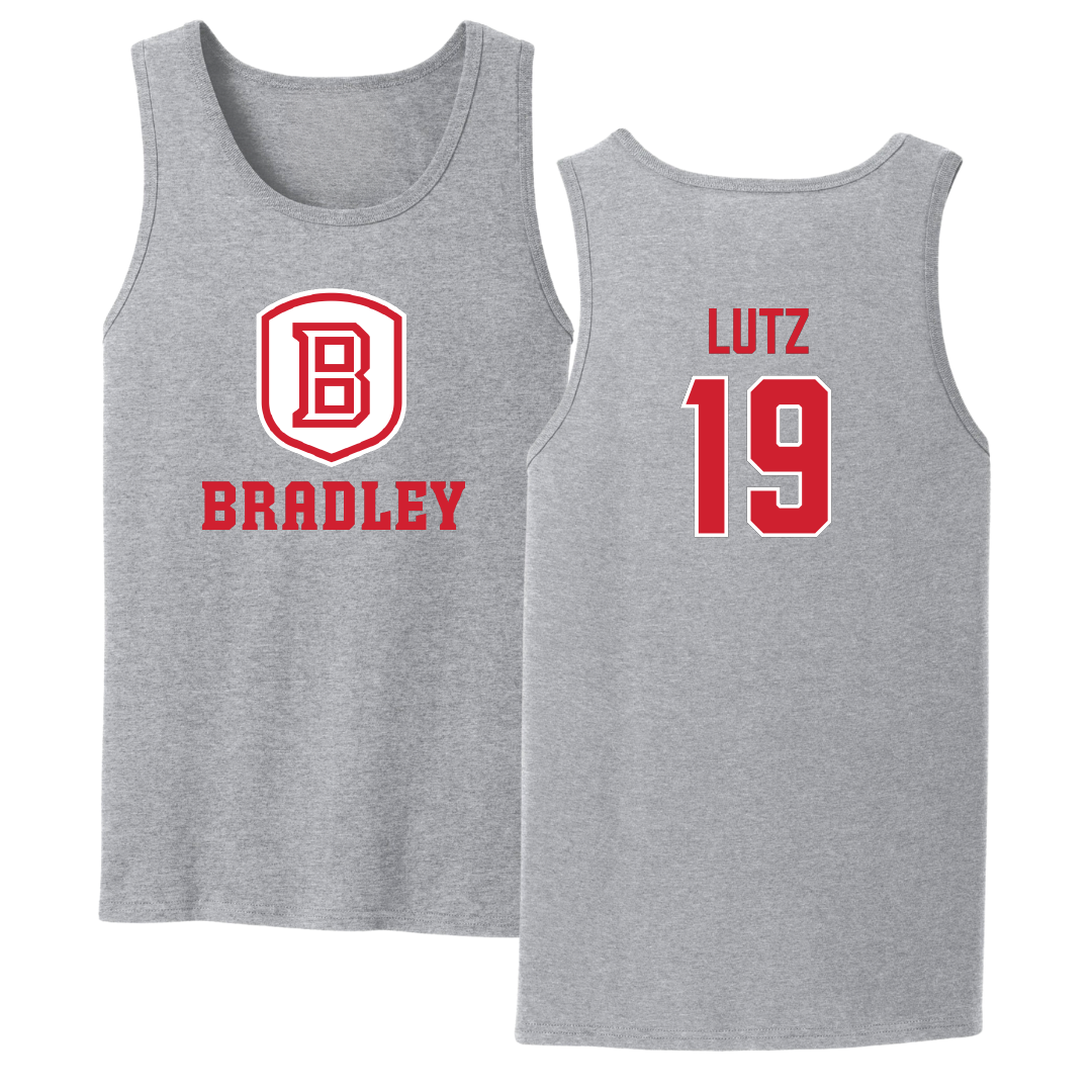 Bradley University Baseball Sport Gray Tank Top - #19 Travis Lutz