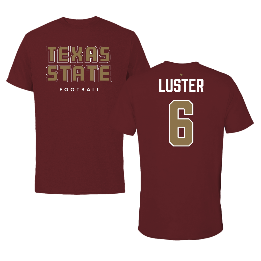 Texas State University Football Maroon Tee - #6 Keldric Luster