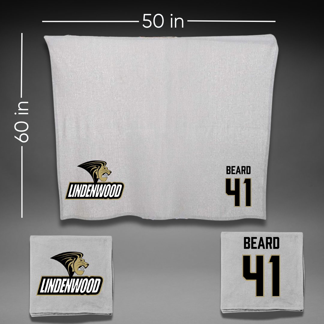 Lindenwood University Football Gray Blanket - #41 Ethan Beard