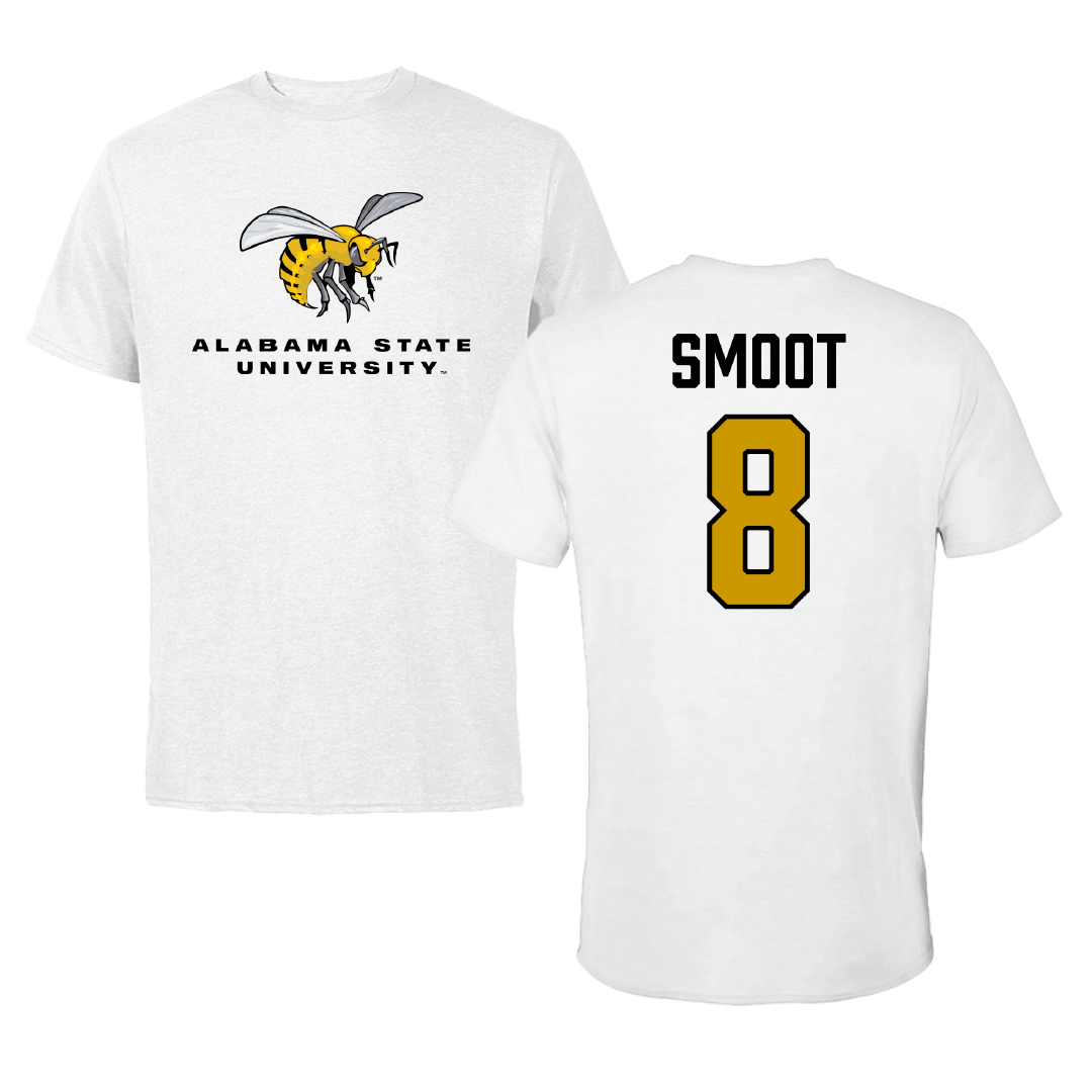 Alabama State University Football White Performance Tee - #8 Te'Sean Smoot