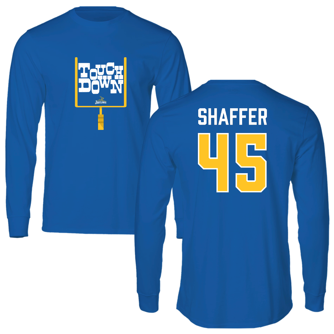 Texas A&M University-Kingsville Football Blue Touchdown Performance Long Sleeve - #45 Luke Shaffer