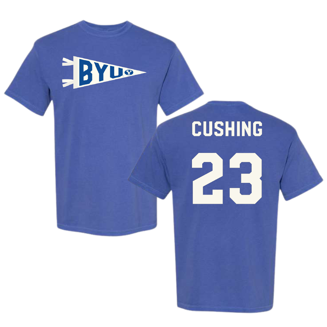 Brigham Young University Baseball Blue Pennant Comfort Colors Tee - #23 Stone Cushing
