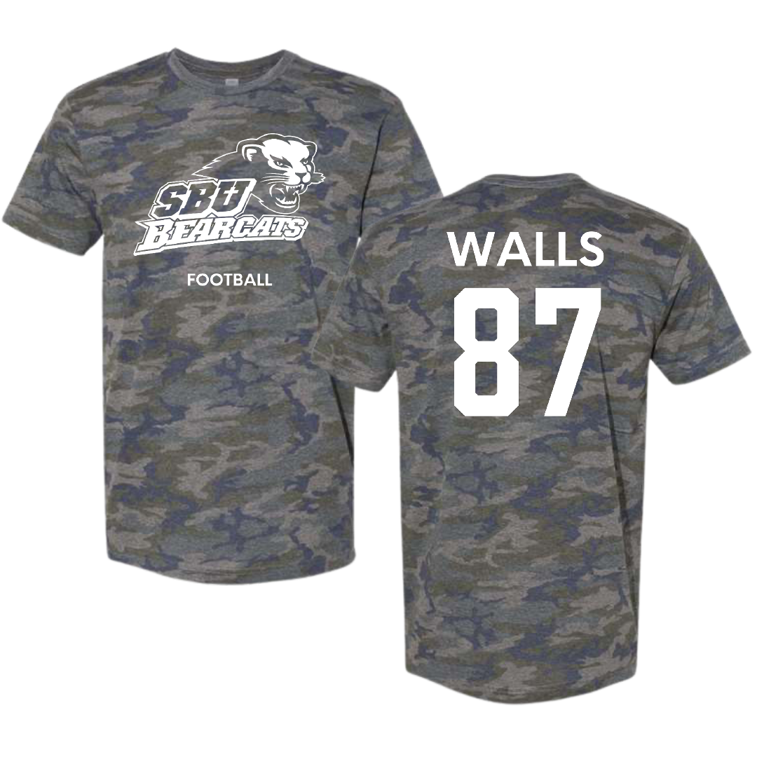 Southwest Baptist University Football Vintage Camo Tee - #87 Gabriel Walls