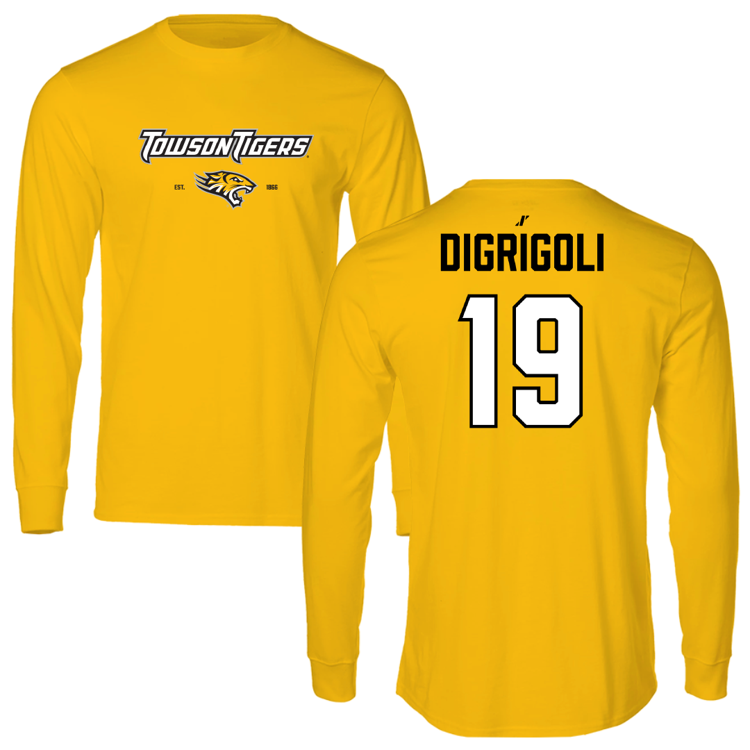 Towson University Baseball Gold General Performance Long Sleeve - #19 Antonio Digrigoli