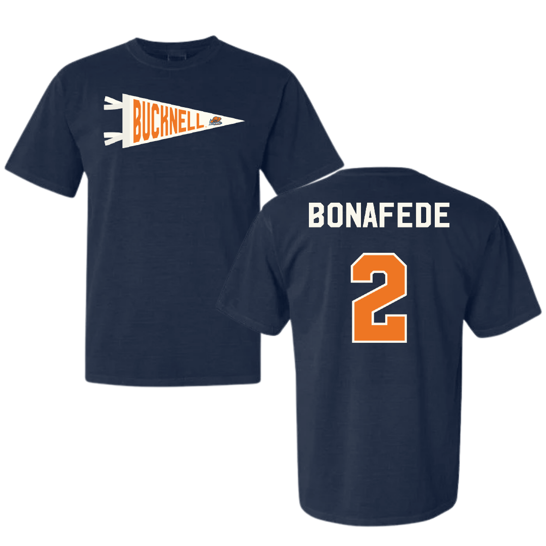Bucknell University Lacrosse Navy Pennant Comfort Colors Tee - #2 Benjamin Bonafede