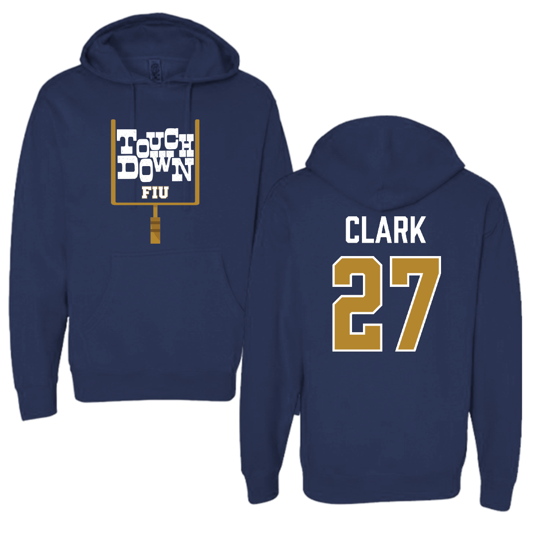 Florida International University Football Navy Touchdown Hoodie - #27 Mister Clark
