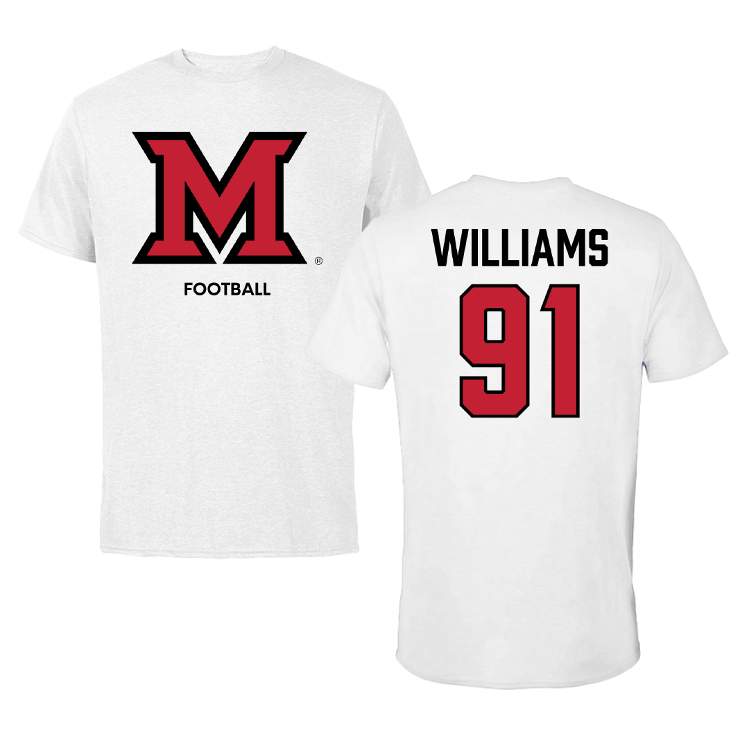 Miami University (Ohio) Football White Tee - #91 Sam Williams
