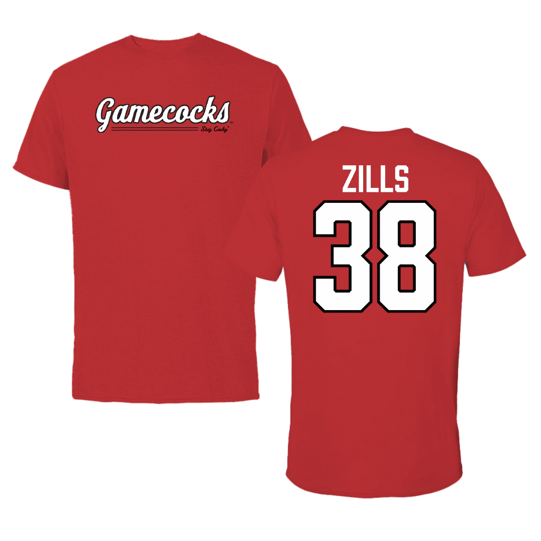 Jacksonville State University Football Red General Tee - #38 Nate Zills