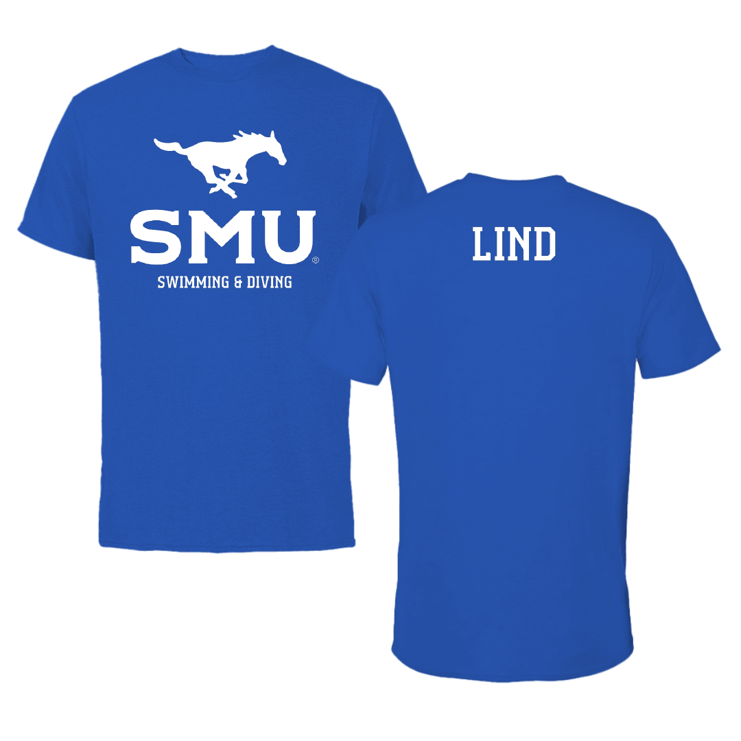 Southern Methodist University Swimming & Diving Blue Mascot Tee - Olivia Lind