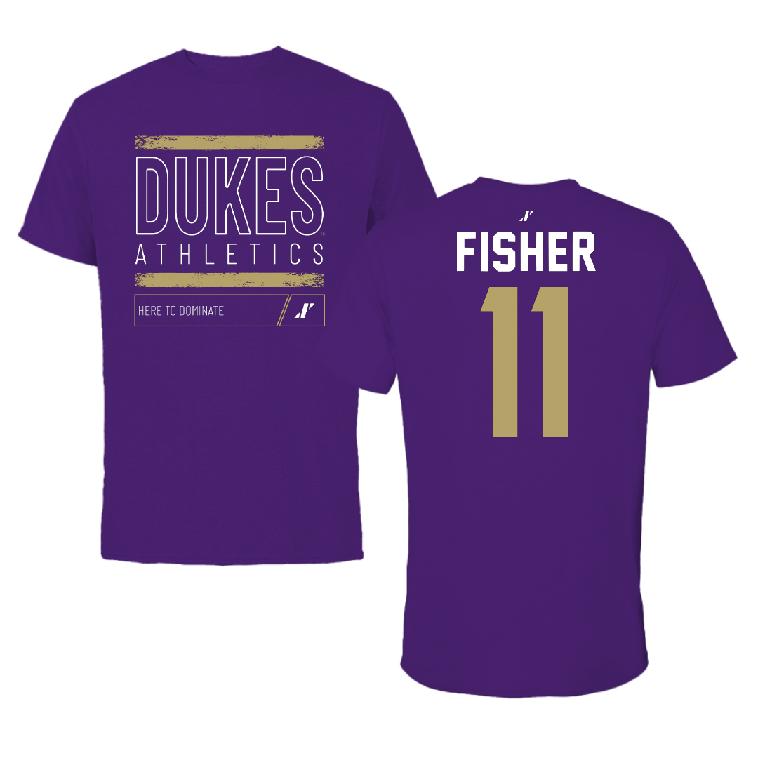 James Madison University Football Purple Dominate Performance Tee - #11 Aiden Fisher