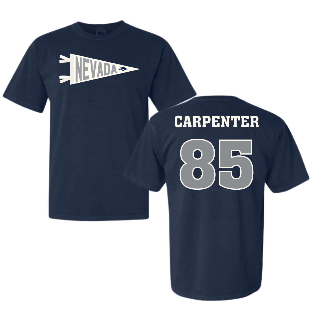 University of Nevada Football Navy Pennant Comfort Colors Tee - #85 Jett Carpenter