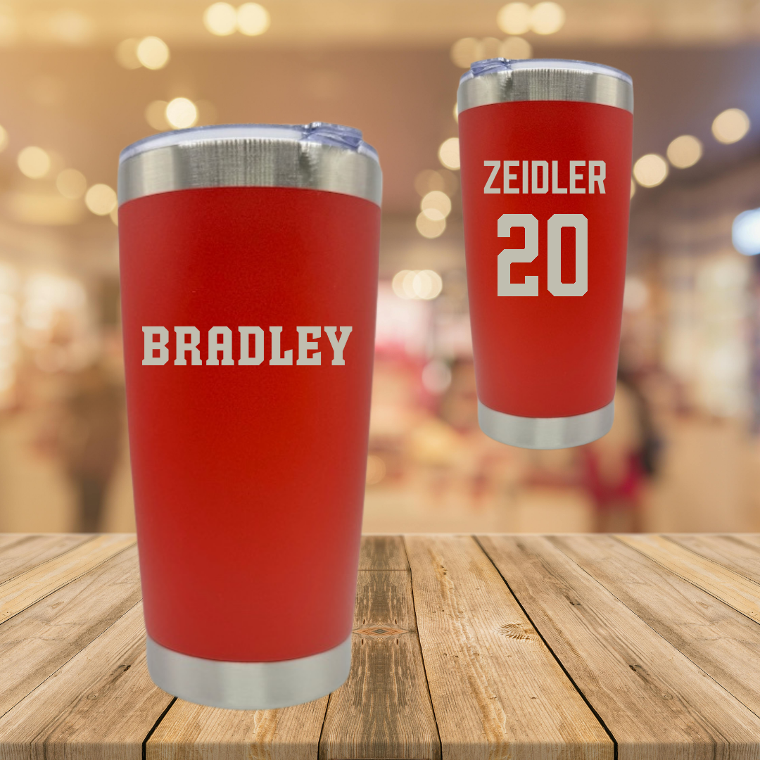 Bradley University Baseball Red Braves Stainless Steel Tumbler - #20 Theo Zeidler