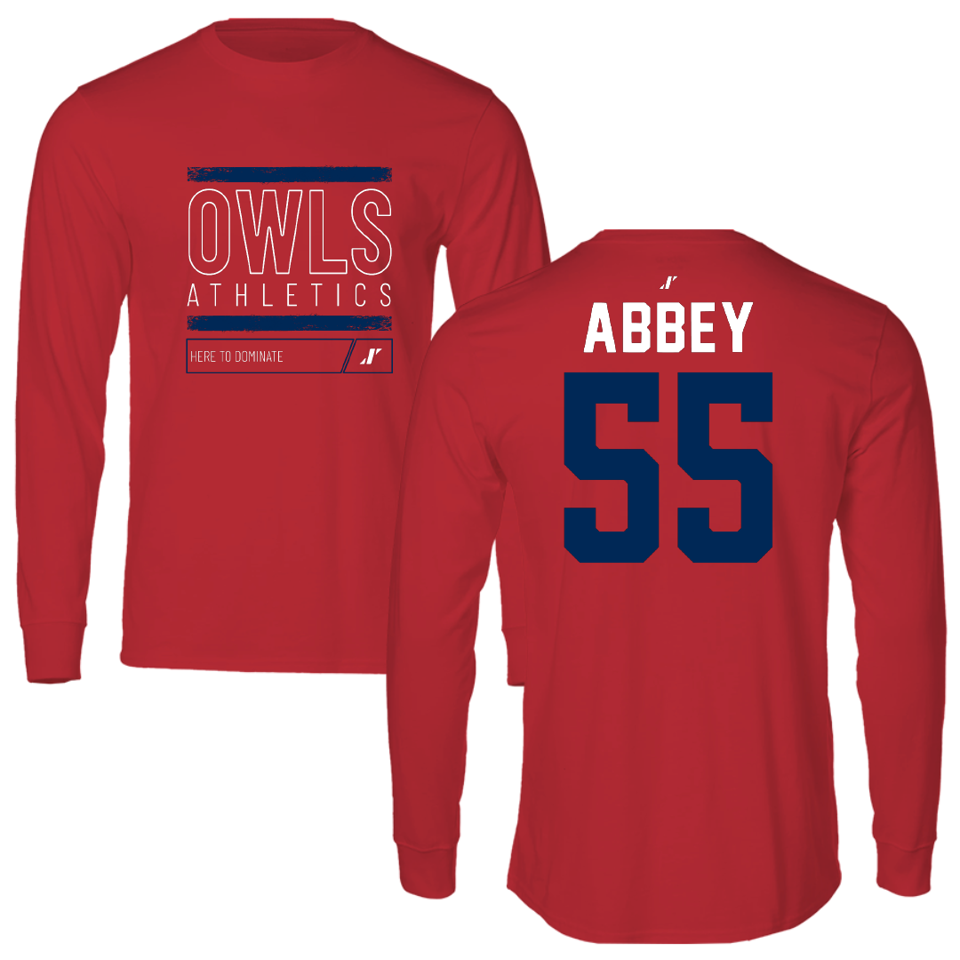 Florida Atlantic University Baseball Red Dominate Performance Long Sleeve - #55 Zachary Abbey