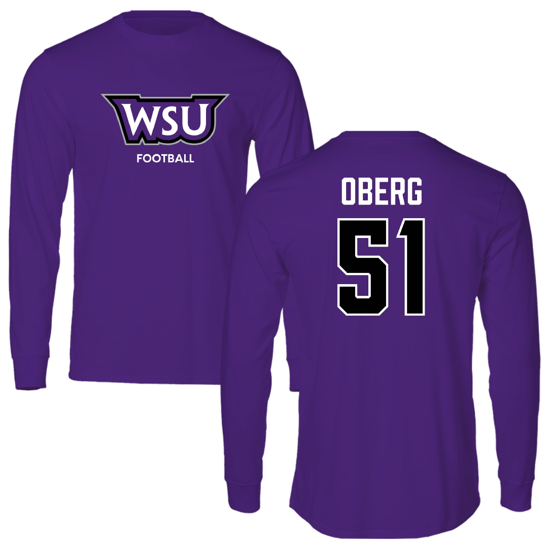 Weber State University Football Purple Performance Long Sleeve - #51 Ashden Oberg