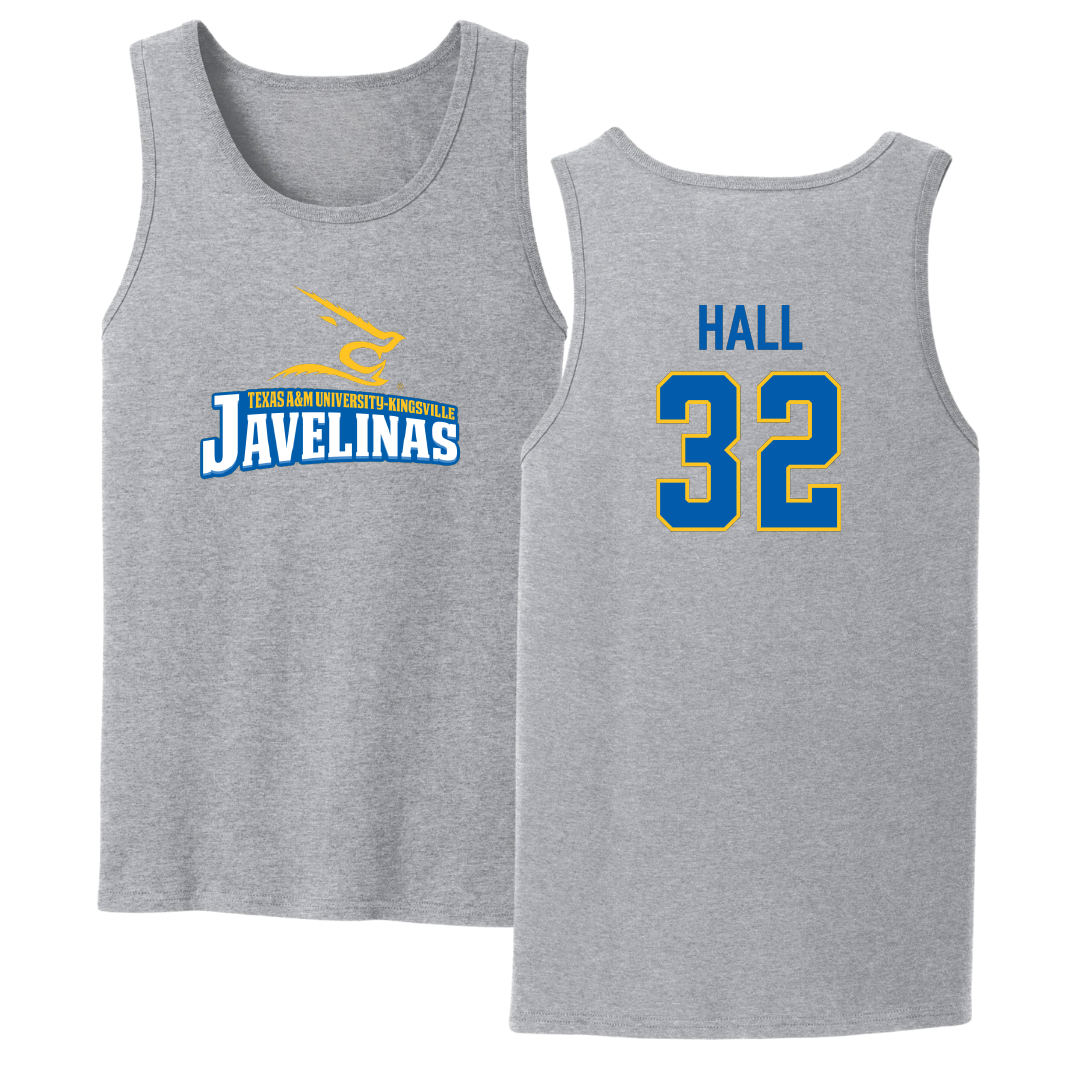 Texas A&M University-Kingsville Basketball Sport Gray Tank Top - #32 Jarin Hall