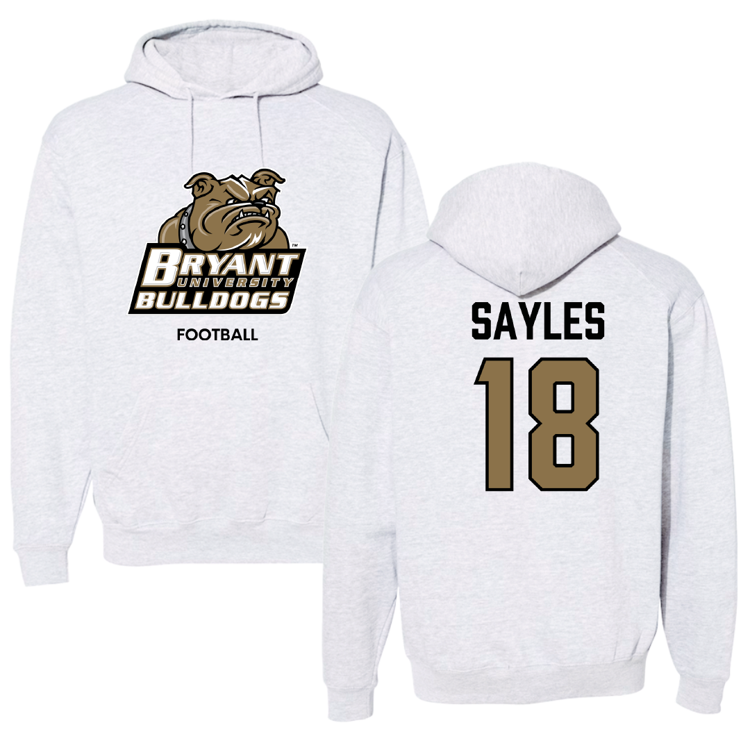 Bryant University Football Light Gray Hoodie - #18 Braden Sayles