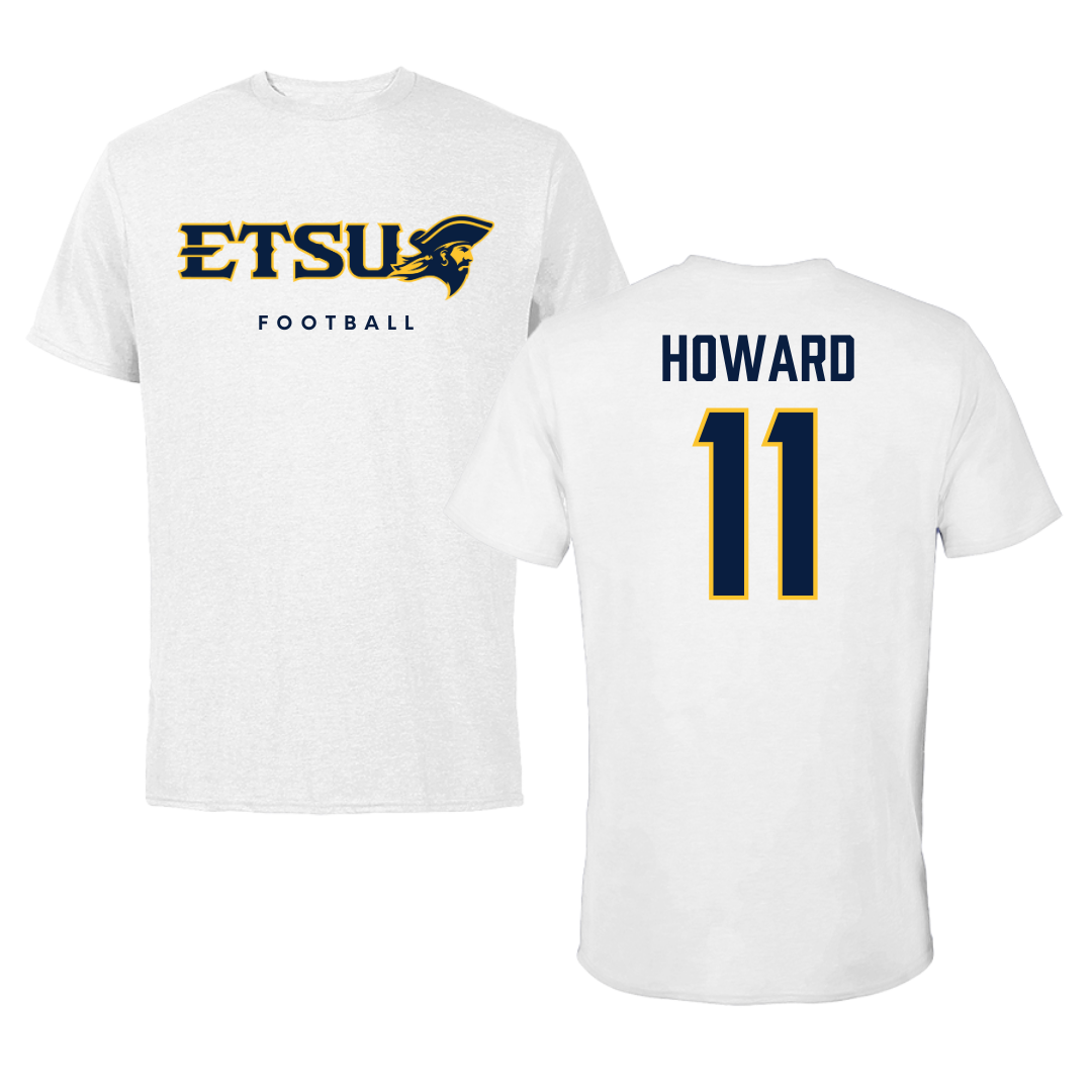 Eastern Kentucky University Football White Performance Tee - #11 Blake Howard