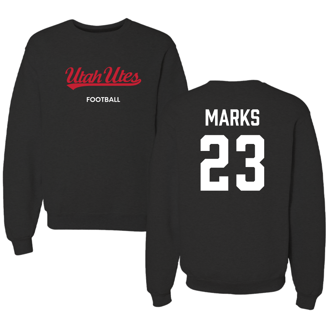 University of Utah Football Black Crewneck - #23 Faybian Marks