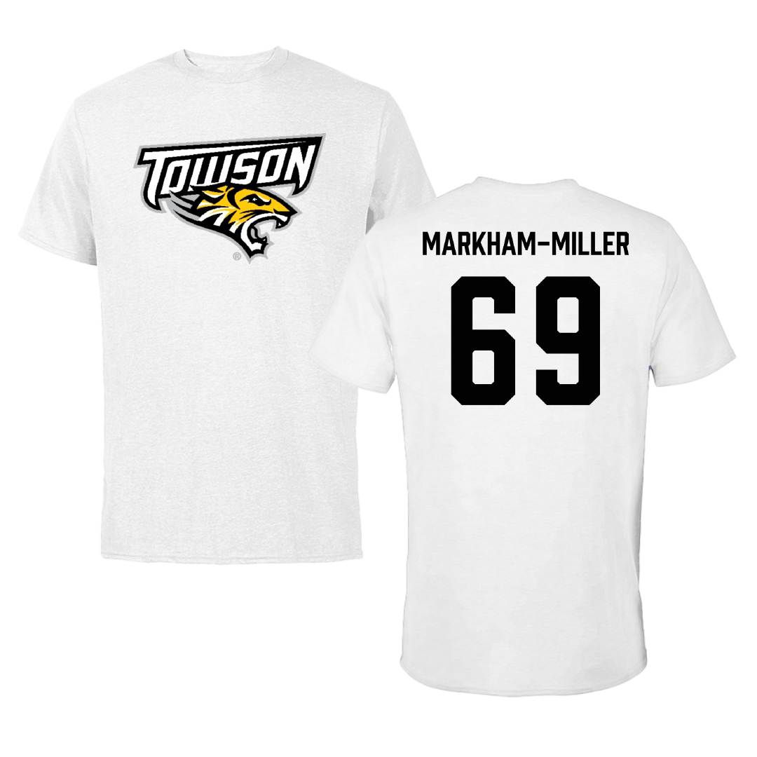 Towson University Football White Tee - #69 Ian Markham-Miller