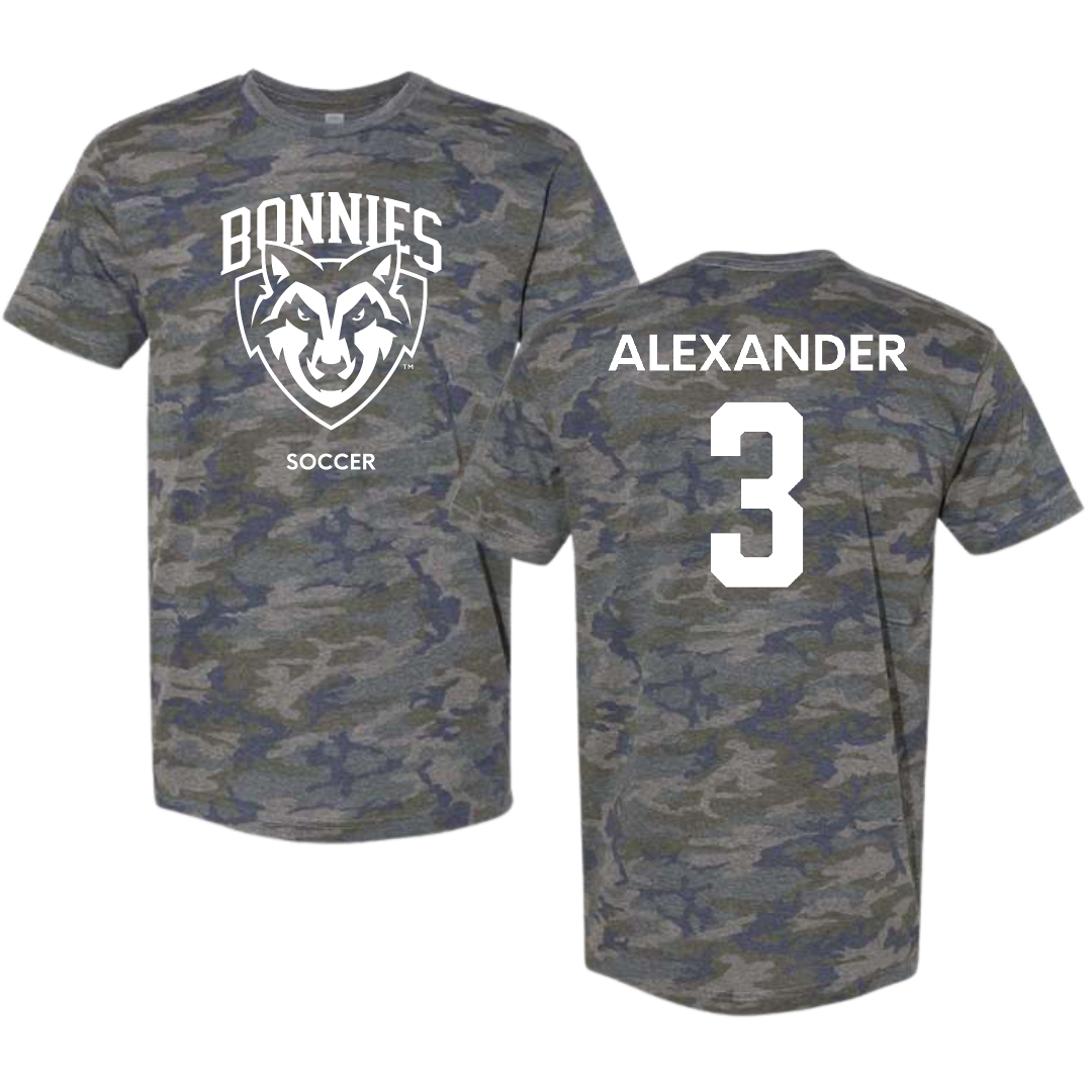 St. Bonaventure University Soccer (W) Vintage Camo Tee - #3 Chanel Alexander