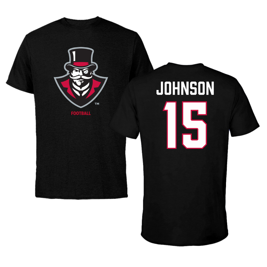 Austin Peay State University Football Black Tee - #15 Jake Johnson
